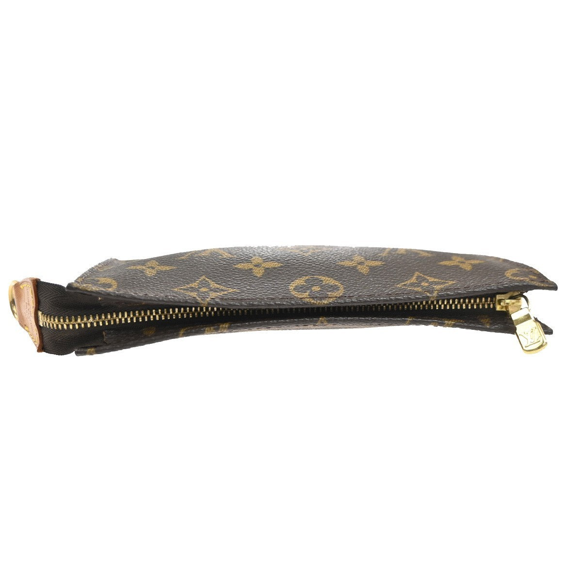 LOUIS VUITTON Logo BUCKET PM Pouch Bag Monogram Leather Brown France 05MA345