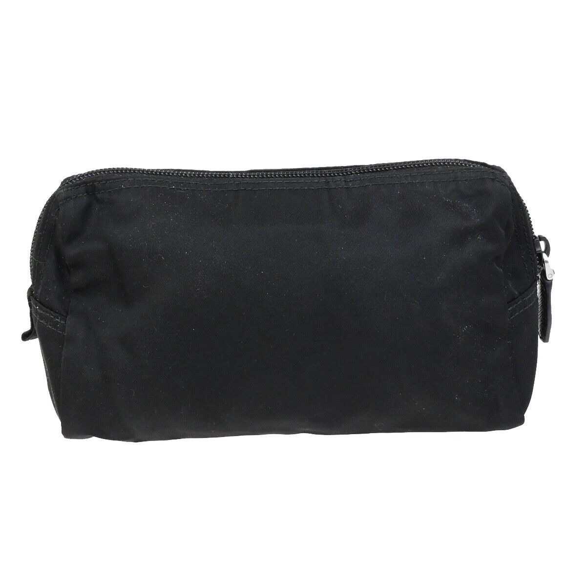 PRADA Logo Tessuto Cosmetic Pouch Nylon Leather Black Silver 32KA464