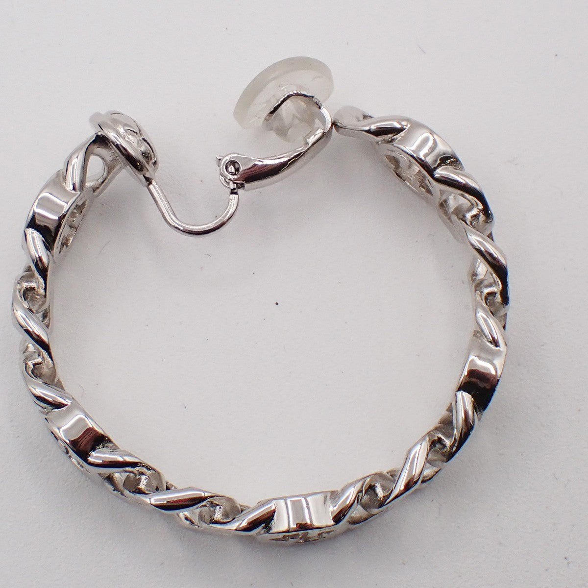 GUCCI Interlocking G Logo Single Earring Clip on Silver Accessory Italy 05RL696