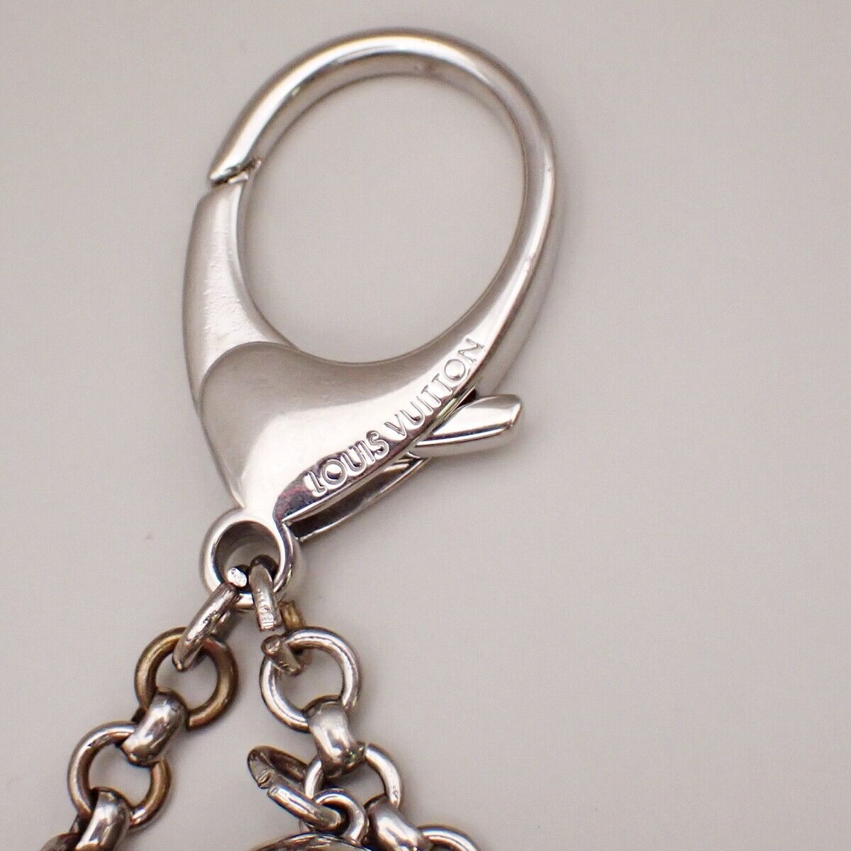 LOUIS VUITTON Logo Bijoux Sac Mini Lin Bag Charm Silver Black M65701 61YG571