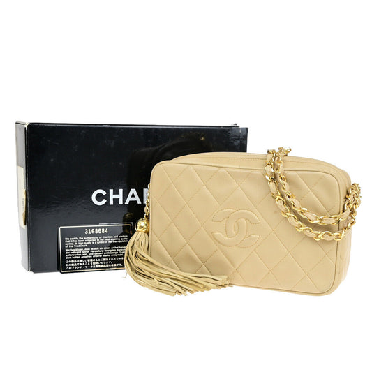 CHANEL CC Mini Matelasse Tassel Chain Shoulder Bag Leather BE Vintage 304RJ962