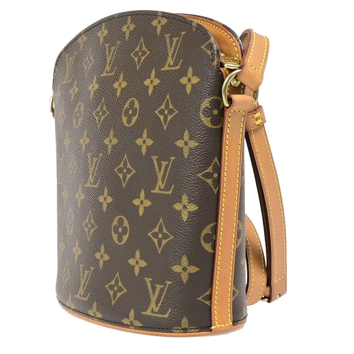 LOUIS VUITTON Logo Drouot Shoulder Bag Monogram Leather Brown GHW M51290 11EB599