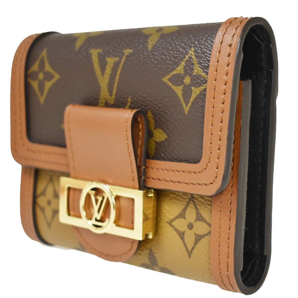 LOUIS VUITTON DAUPHINE COMPACT TRIFOLD WALLET MONOGRAM REVERSE LEATHER 50RC365