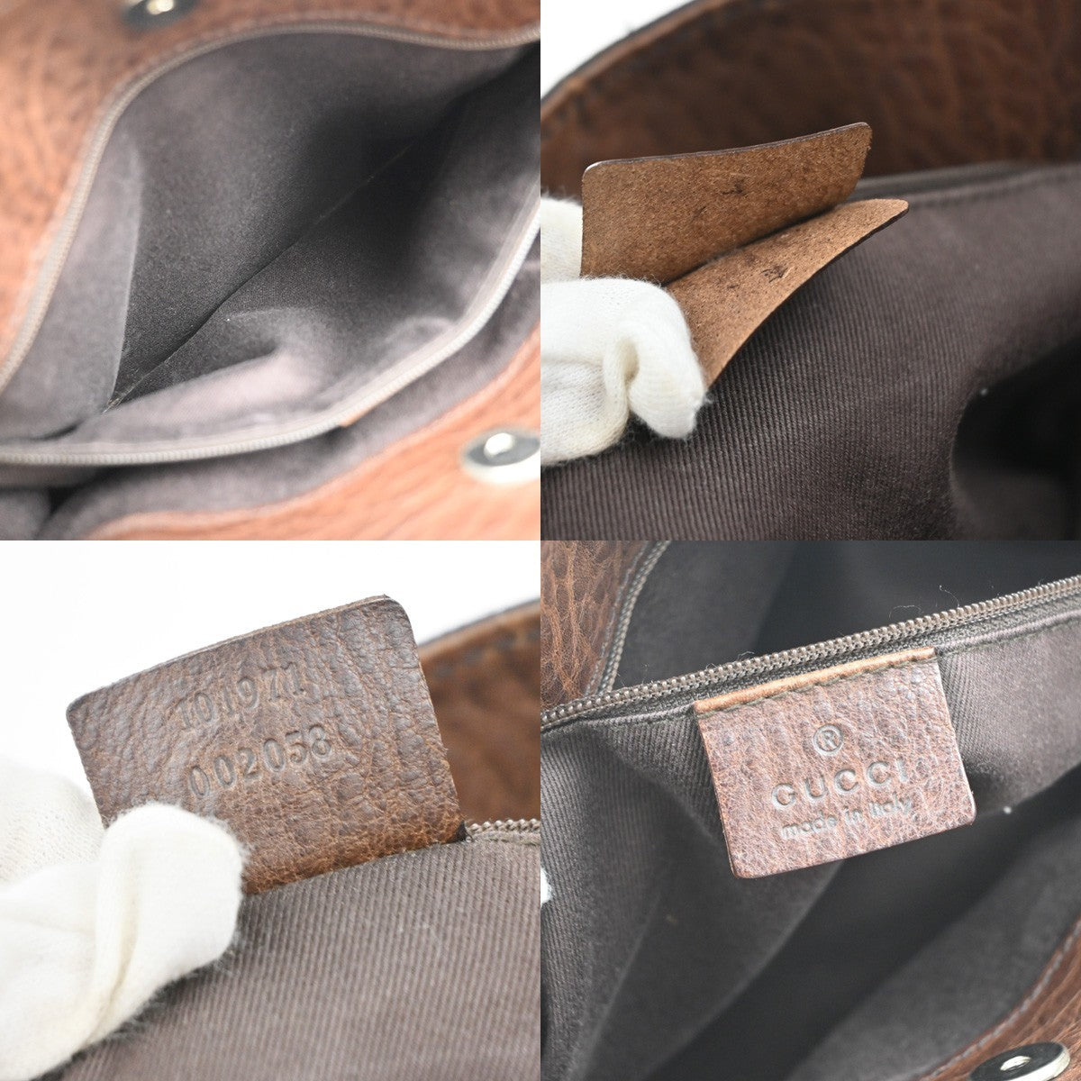 GUCCI Logo Horsebit GG Pattern Tote Hand Bag Canvas Leather Brown Italy 35MA571