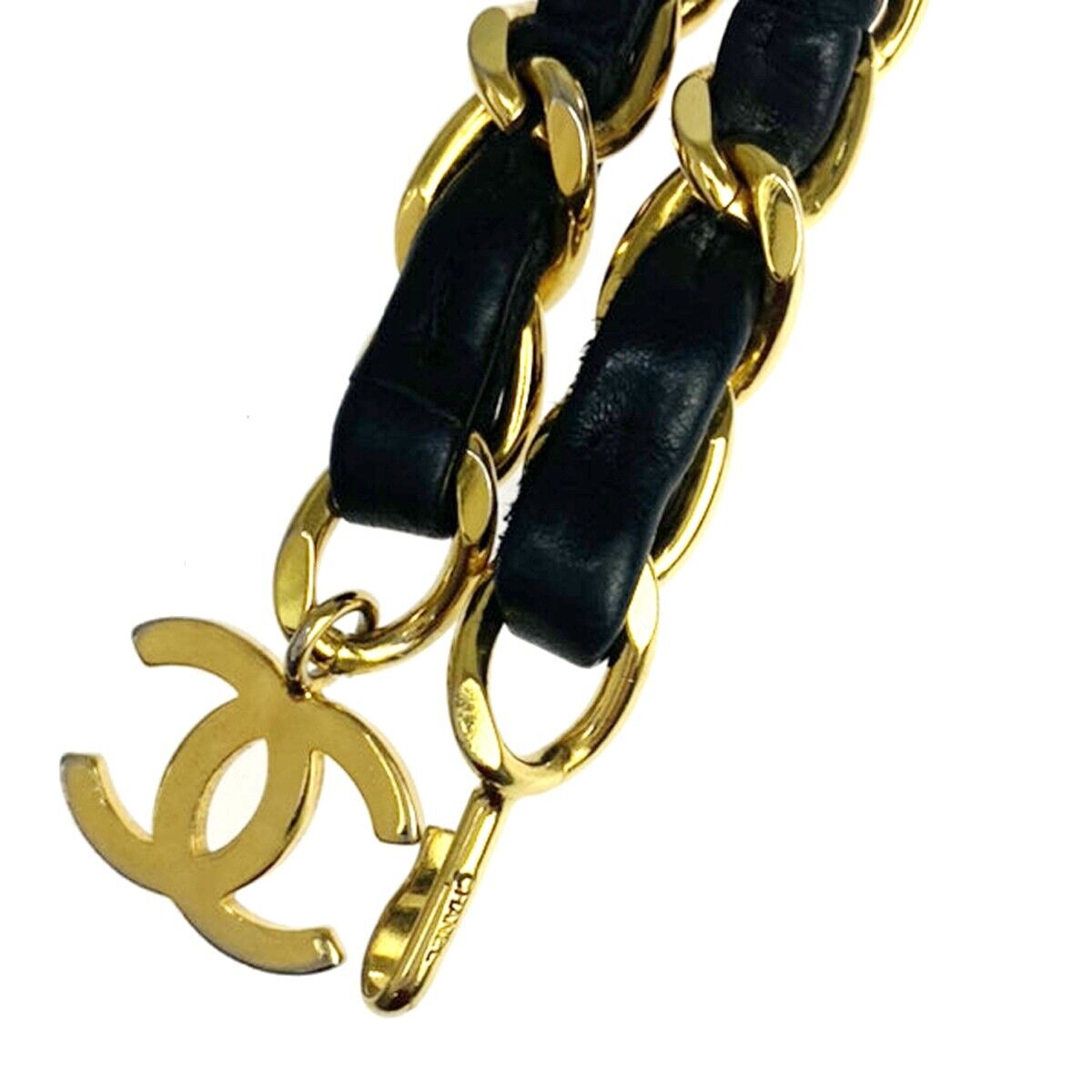 CHANEL CC Mini Matelasse Bag Charm Chain Belt Set Leather Black GHW 620RC928