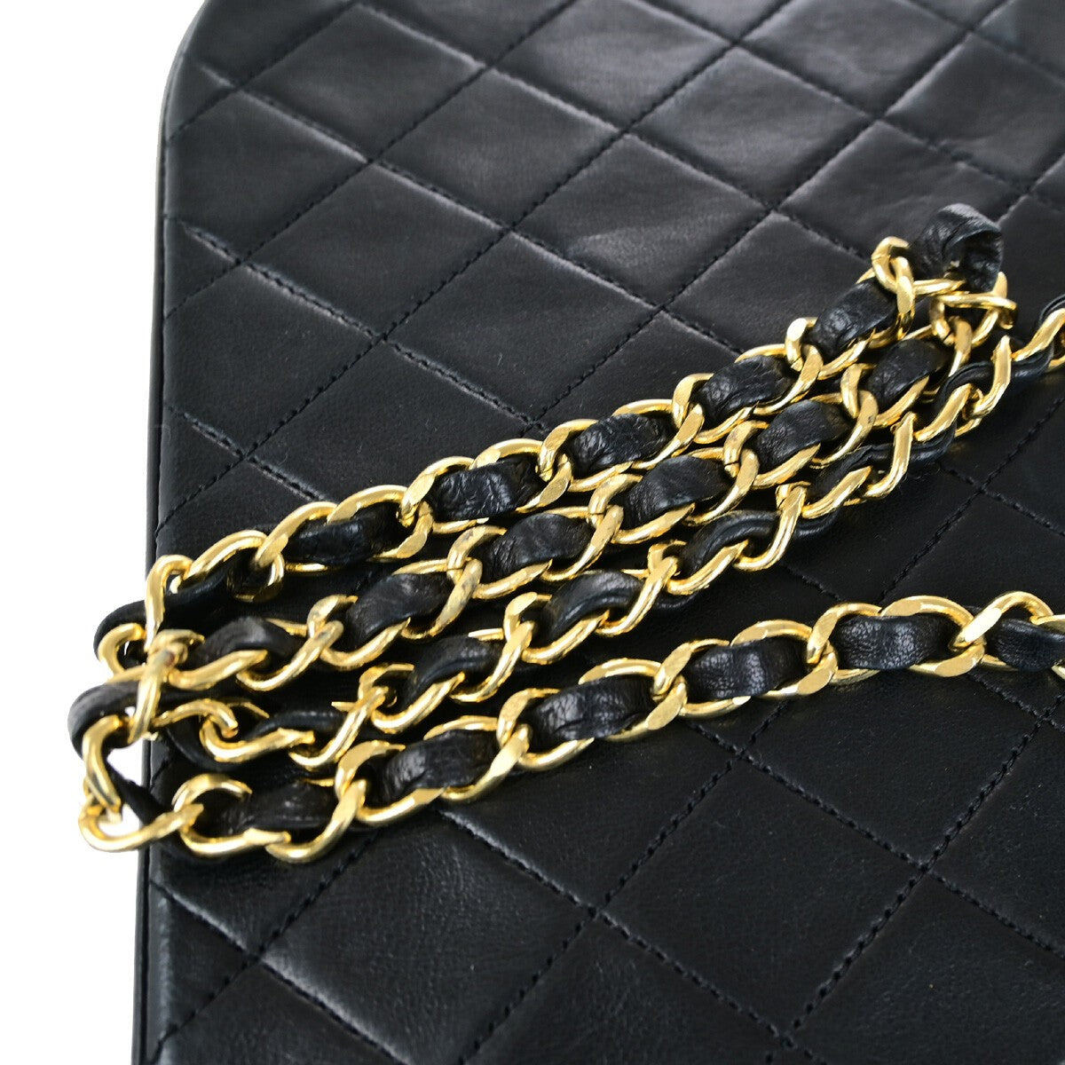 CHANEL CC Matelasse 23 Double Flap Chain Shoulder Bag Leather Black GHW 323RK827