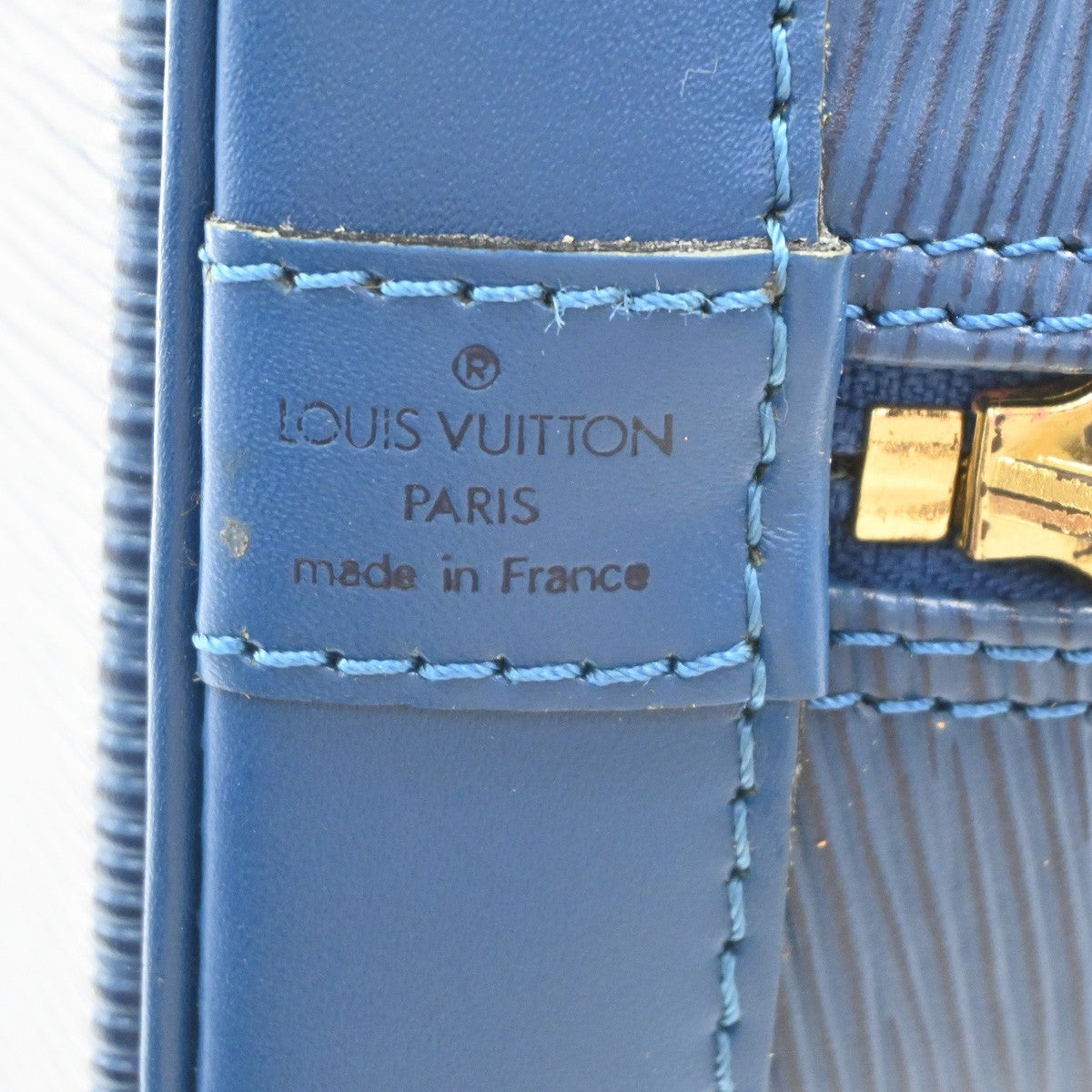 LOUIS VUITTON LV Alma Hand Bag Epi Leather Blue Gold France M52145 31PA118