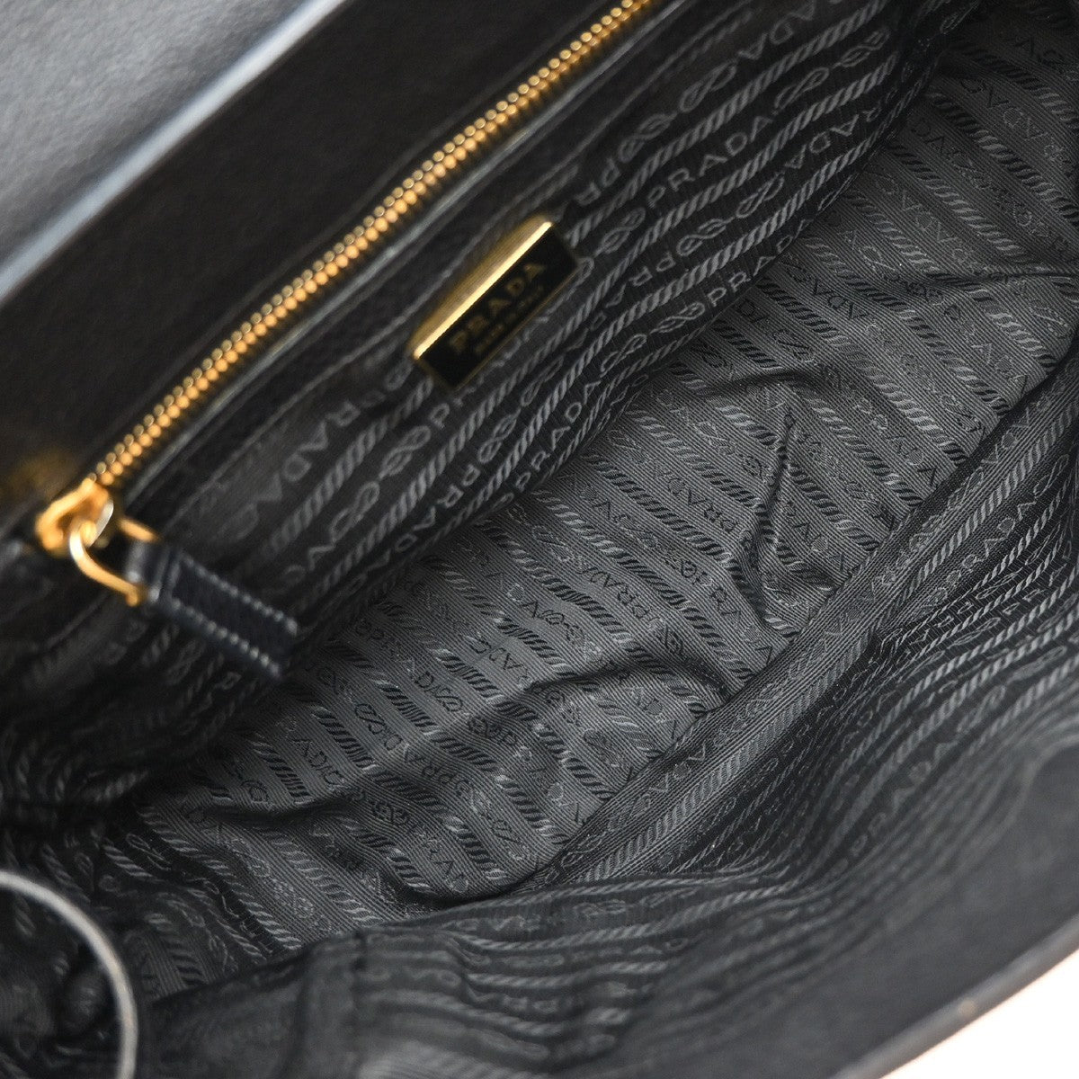 PRADA Logo Shoulder Hand Bag Leather Black GHW 76KP396