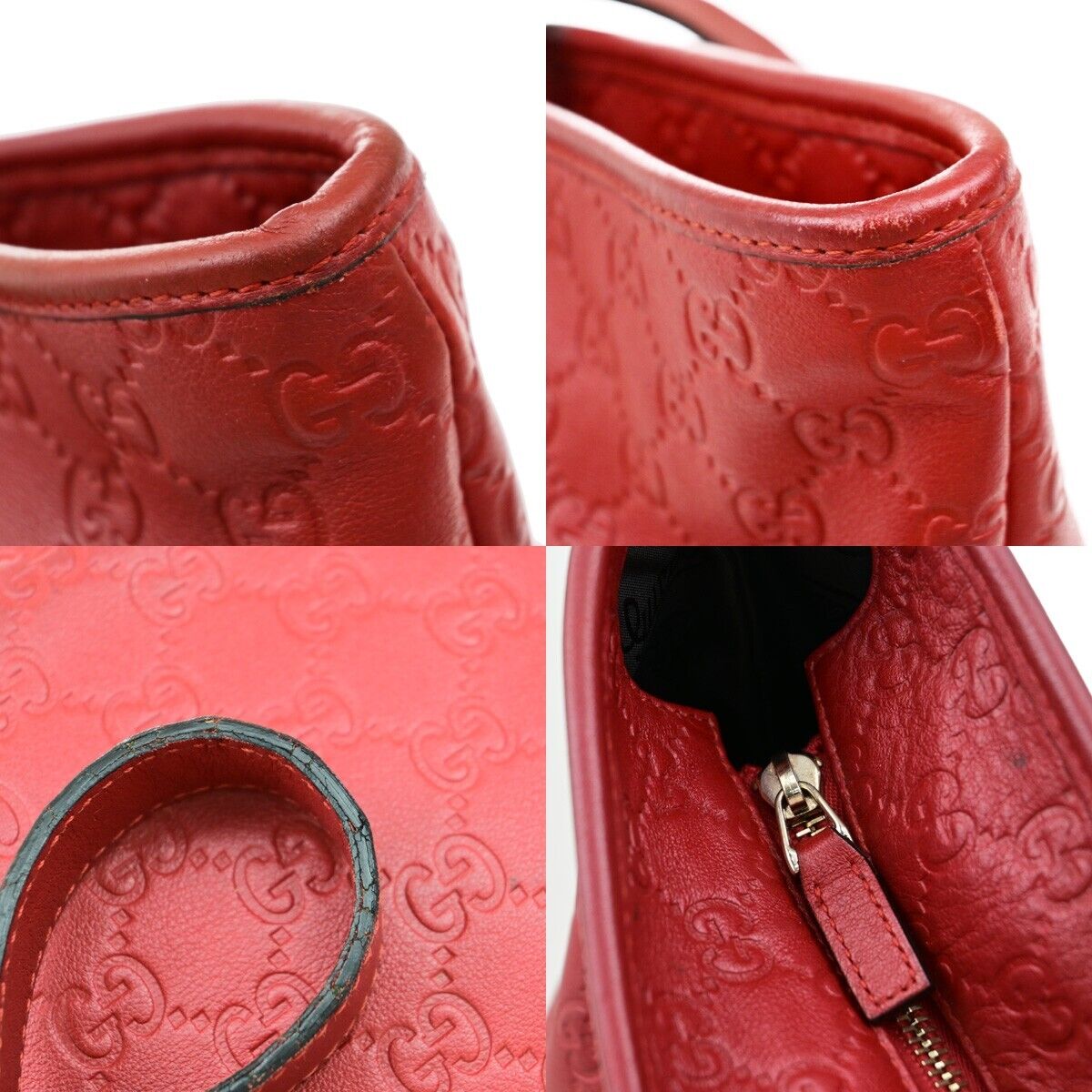 GUCCI Logo Guccissima GG Pattern Shoulder Tote  Bag Leather Red GHW 87ED994