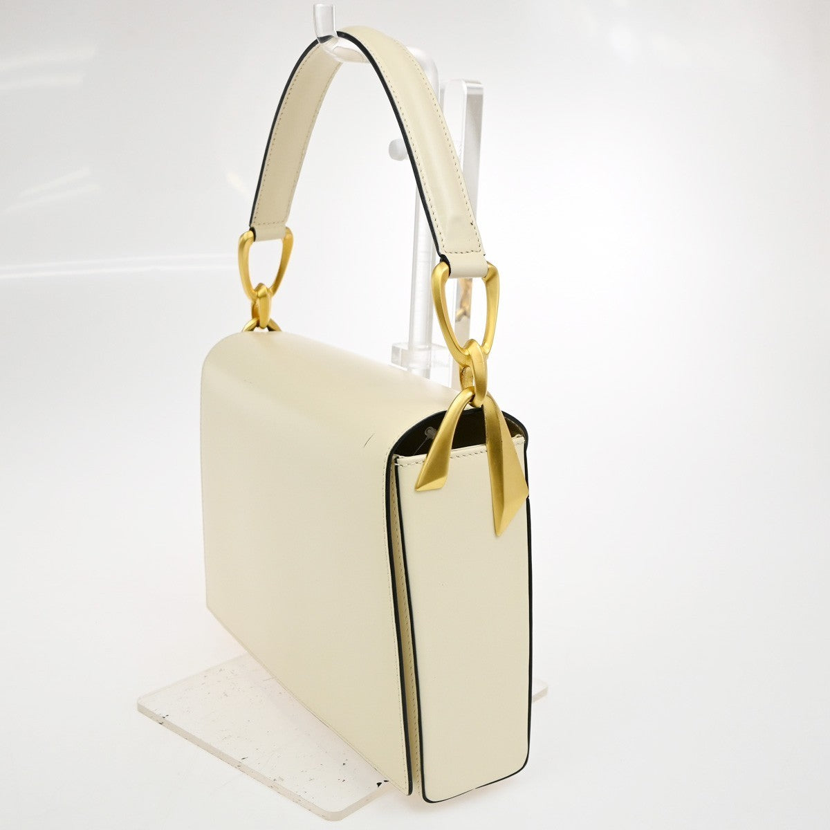 CELINE 2Way Hand Shoulder Crossbody Bag Leather White GHW Italy 31TA677