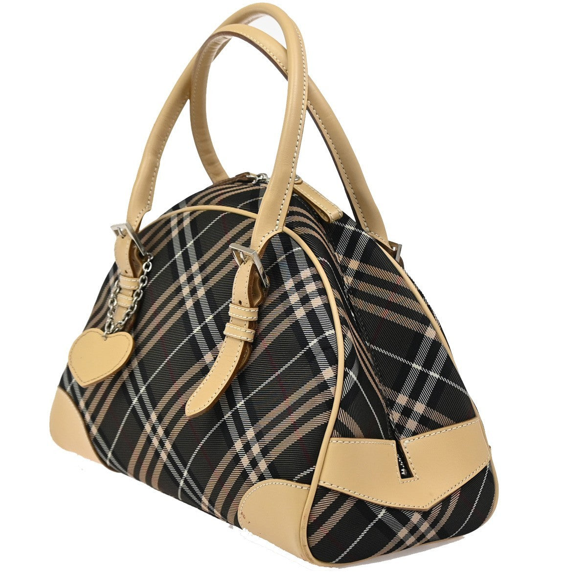 BURBERRY LONDON BLUE LABEL Nova Check Hand Bag Canvas Leather BE BK 63DA185