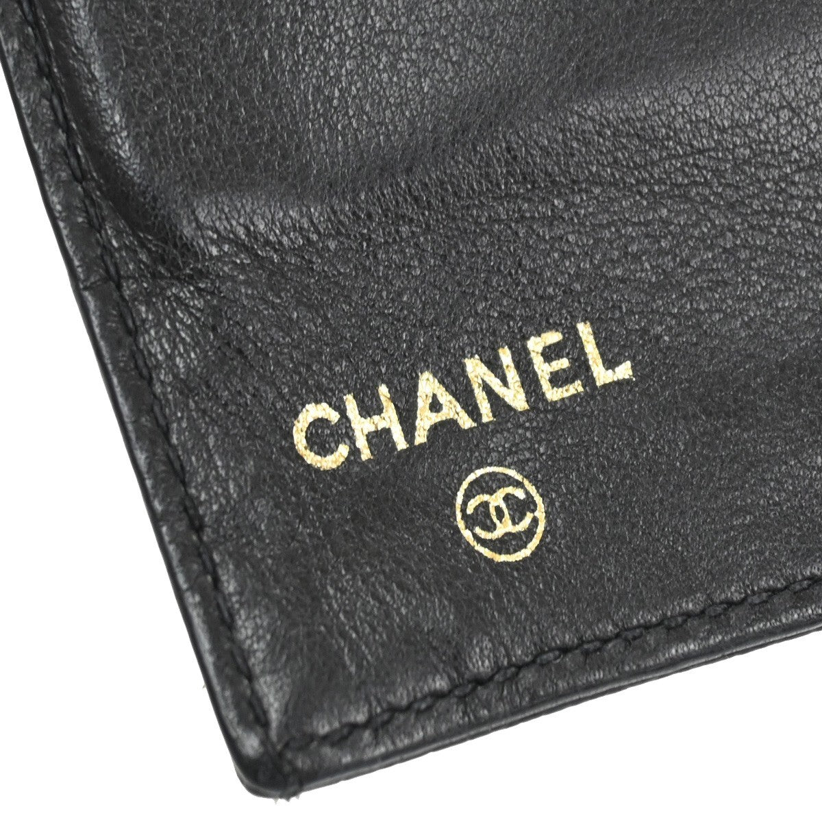 CHANEL CC LOGO Long Bifold Wallet Grained Calfskin Leather Black France 77RL156