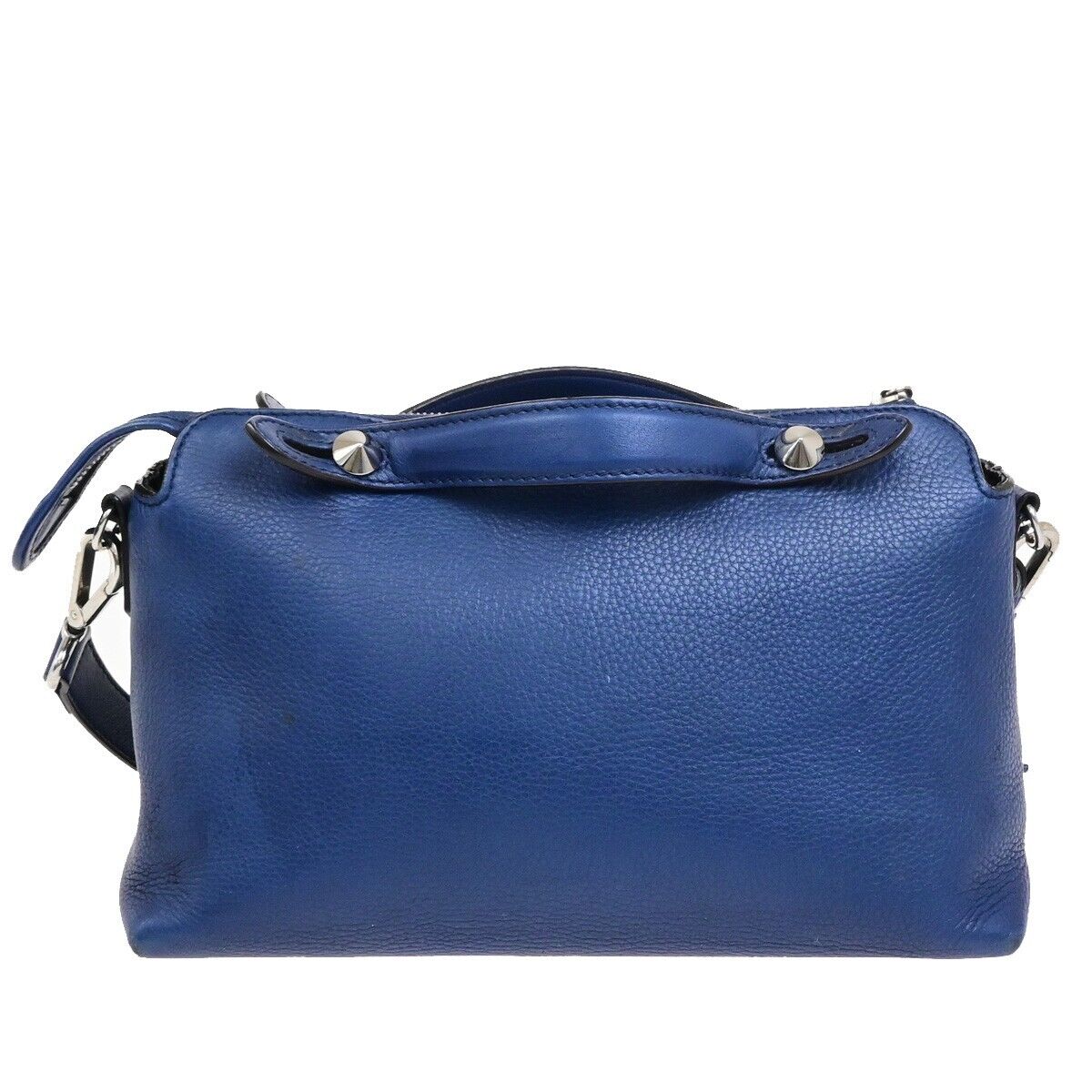 FENDI Logo By The Way 2Way Shoulder Hand Bag Leather Blue Silver Italy 88FB359