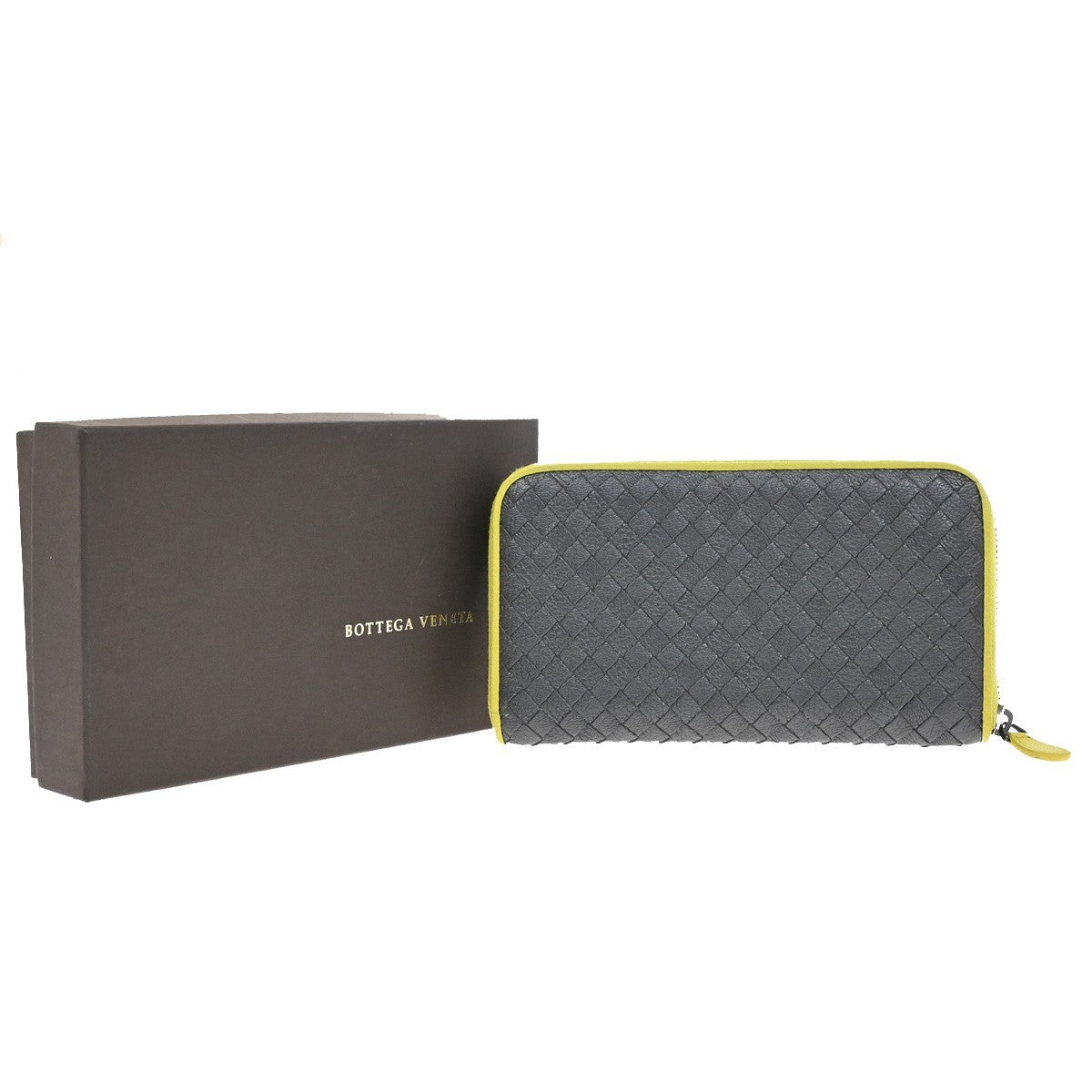 BOTTEGA VENETA Intrecciato Long Zipper Around Wallet Leather Gray 35KP051