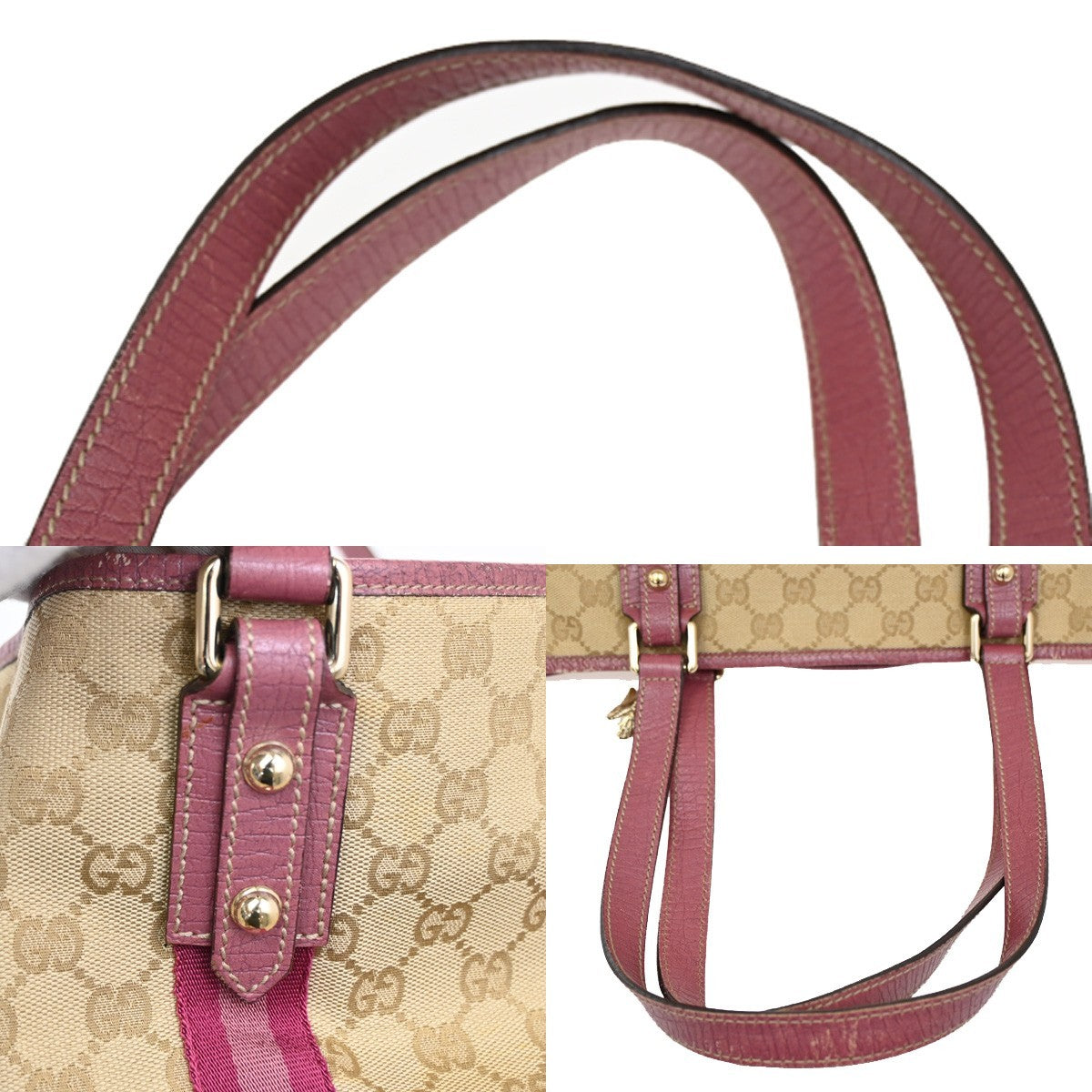 GUCCI Logo GG Pattern Shoulder Bag Canvas Leather beige Italy GHW 32KB624