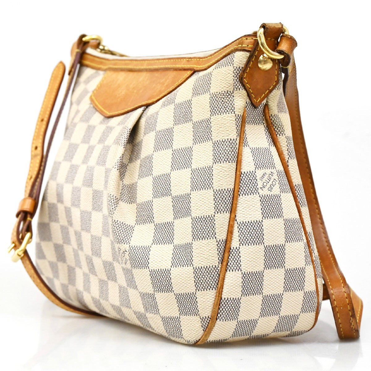LOUIS VUITTON Siracusa PM Shoulder Bag Damier Azur Leather White N41113 70CA220