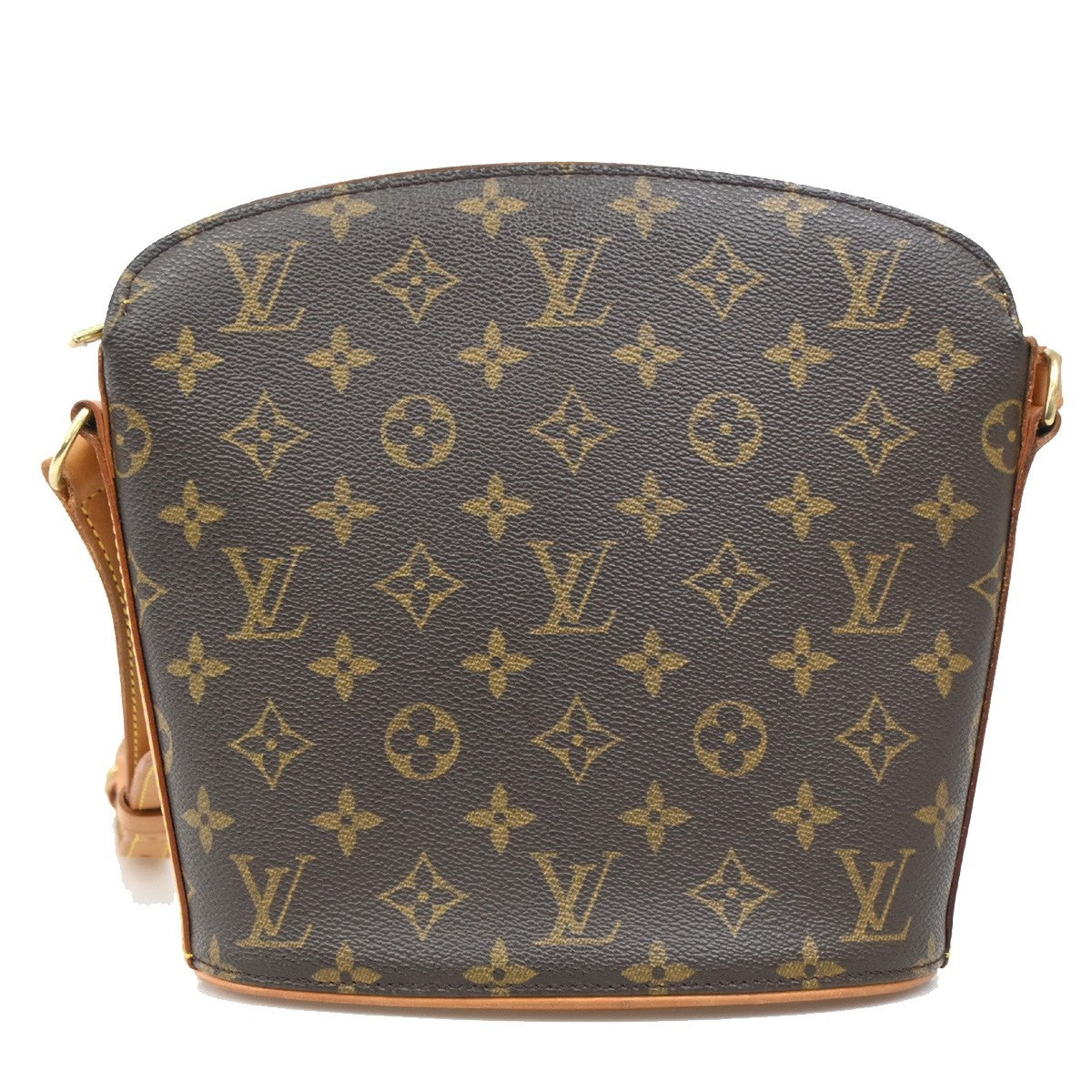 LOUIS VUITTON Logo Drouot Shoulder Bag Monogram Leather Brown M51290 76CA272