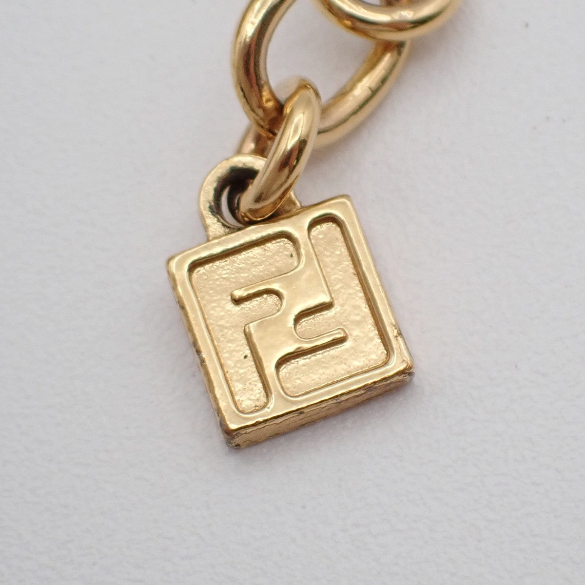 FENDI FF Logo Chunky Chain Bracelet Gold-Plated Italy 60EF508