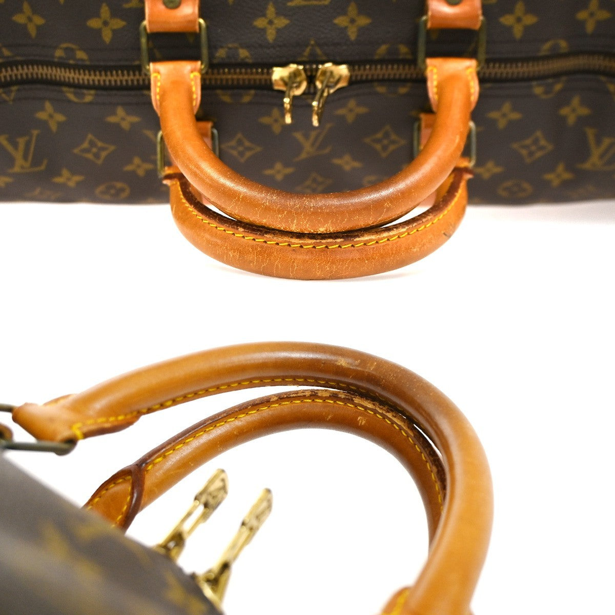 LOUIS VUITTON Keepall 55 Travel Hand Bag Monogram Leather Brown M41424 76YH894
