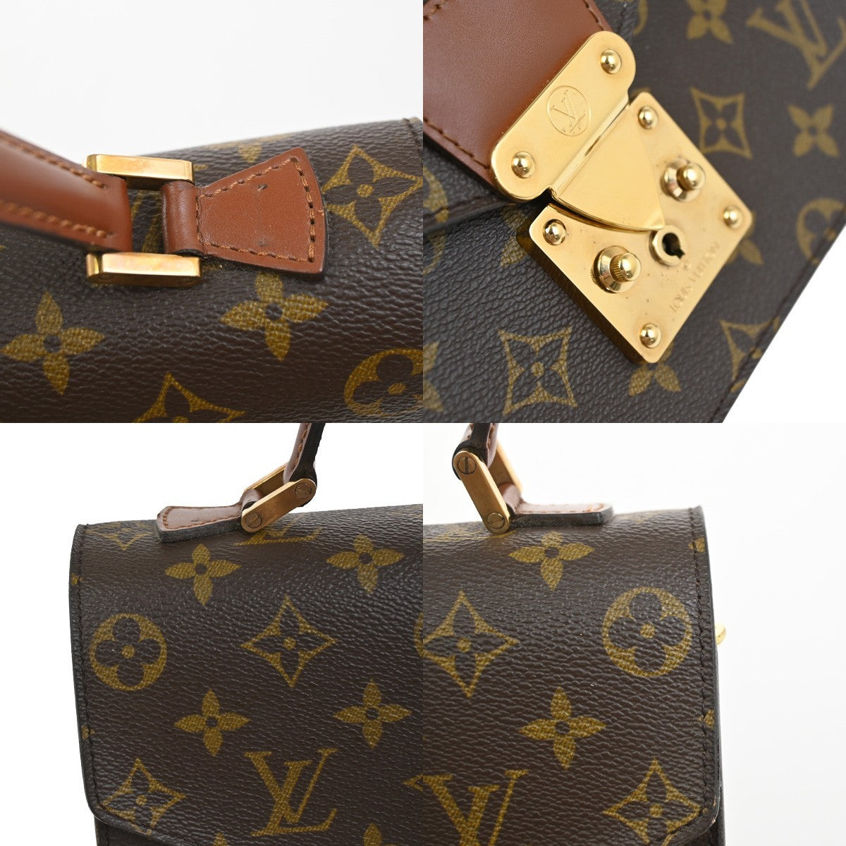 LOUIS VUITTON Concorde Hand Bag Monogram Leather Brown France M51190 98KC745