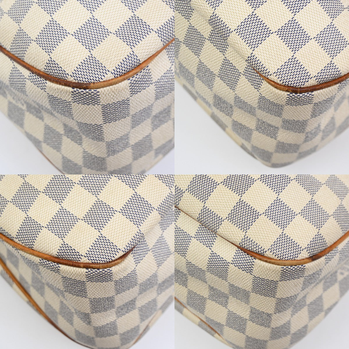 LOUIS VUITTON Siracusa PM Shoulder Bag Damier Azur Leather White N41113 99TA716