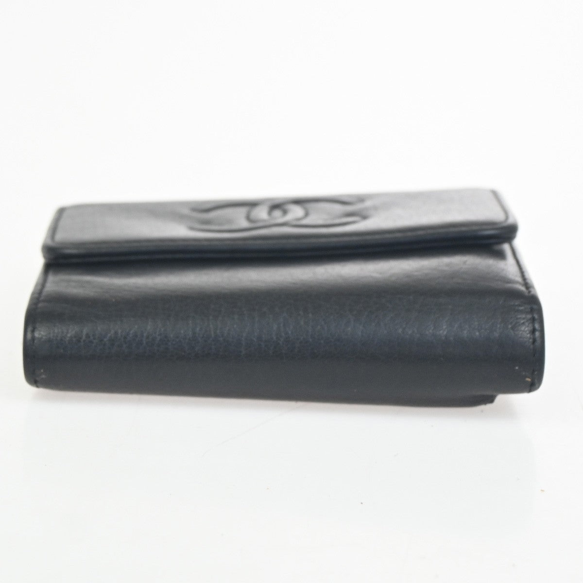 CHANEL CC Logo Timeless Trifold Mini Wallet Leather Black GHW Spain 68KC755