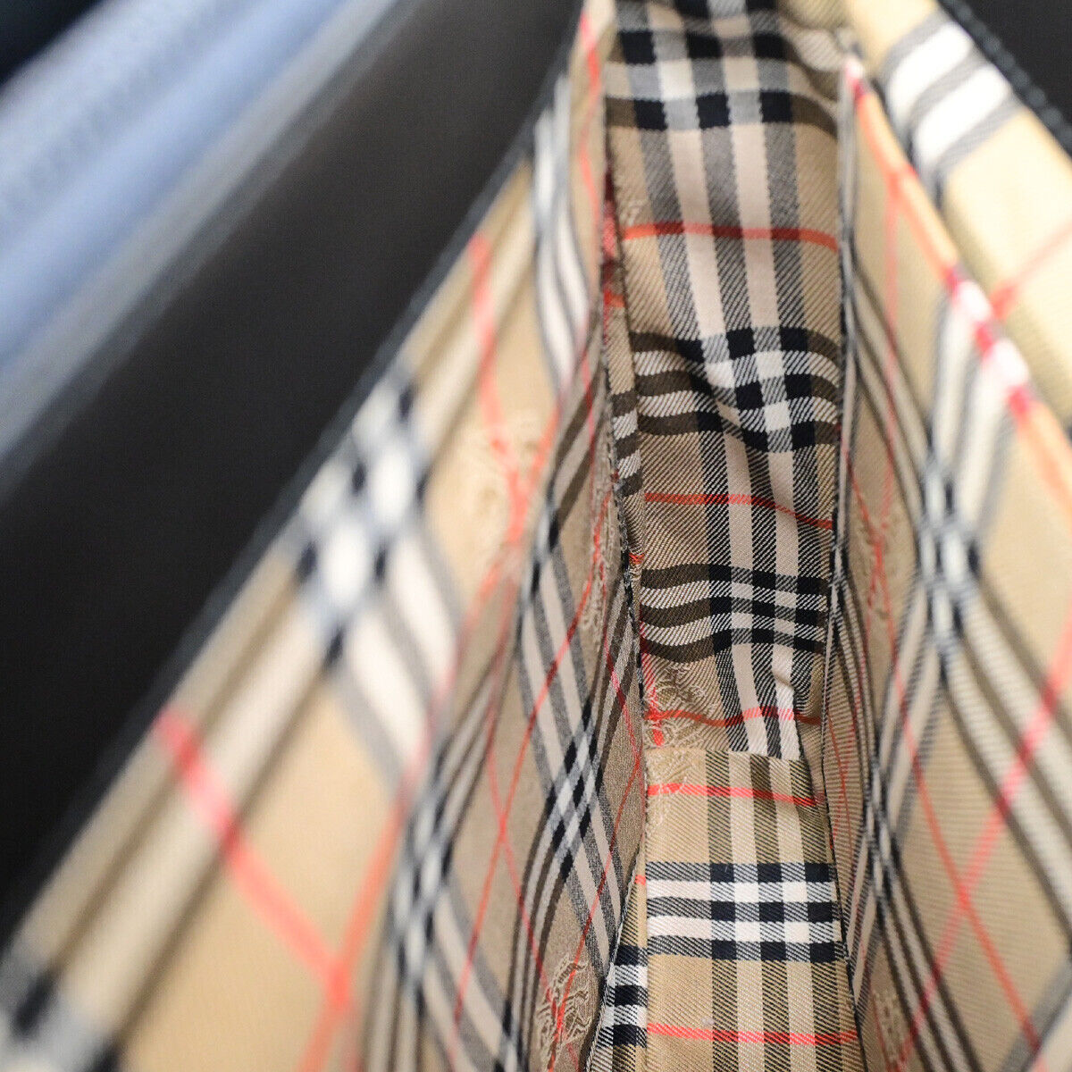 Burberrys Logo Nova Check Hand Tote Bag Canvas Leather Black Beige 31YG606