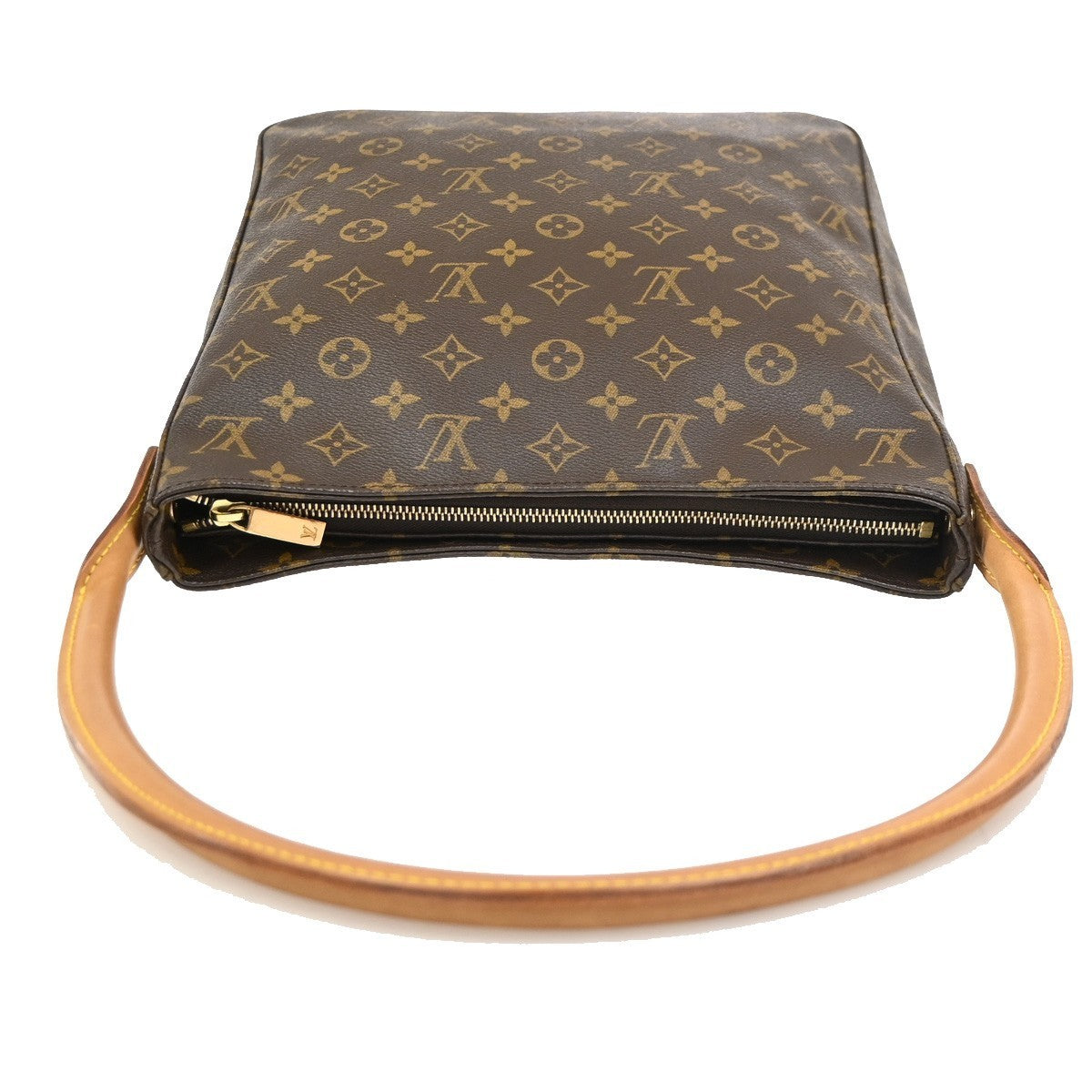 LOUIS VUITTON Logo Looping GM Shoulder Bag Monogram Leather Brown M51145 98TA714
