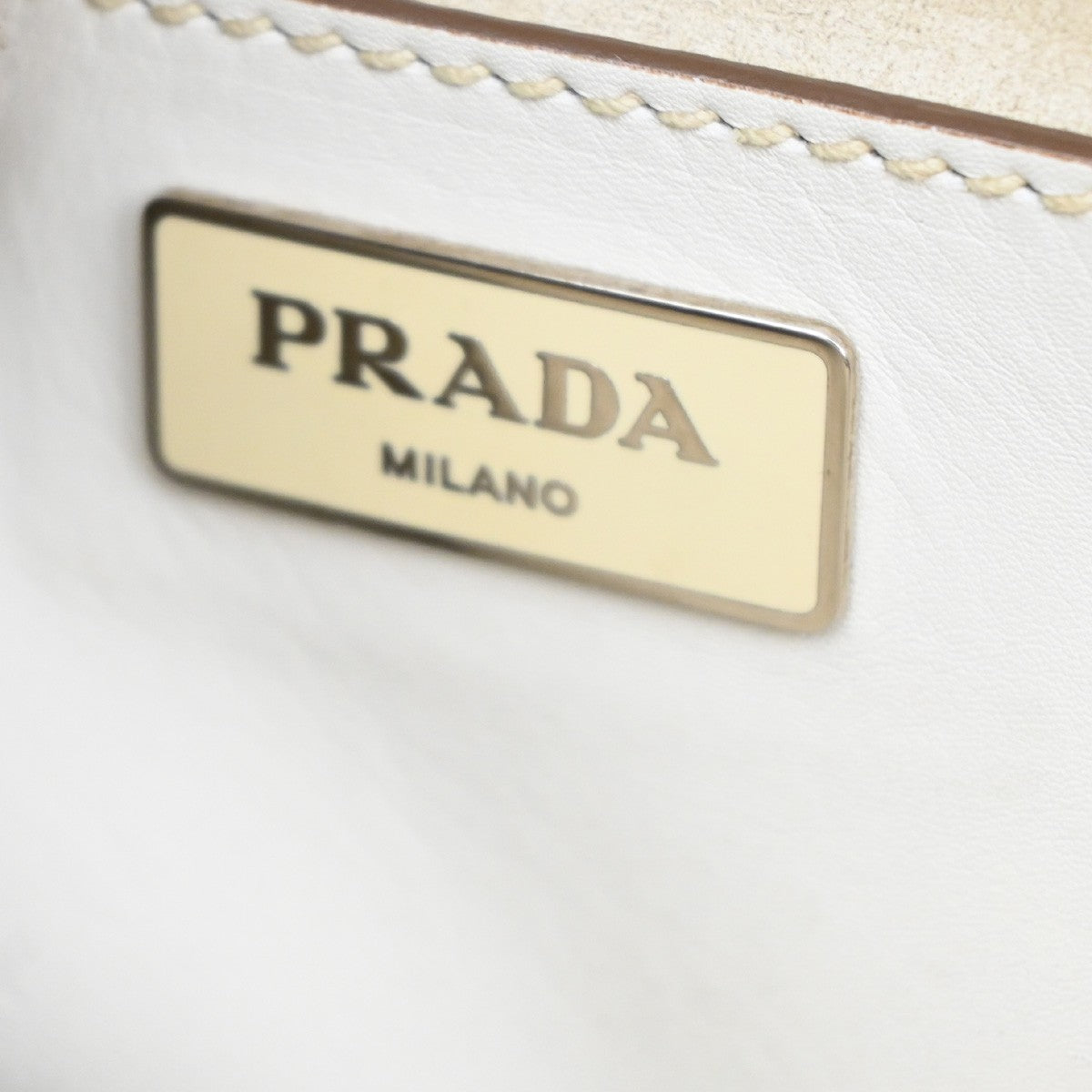 PRADA Galleria 2Way Shoulder Hand Bag Leather Suede White Italy 18CA397