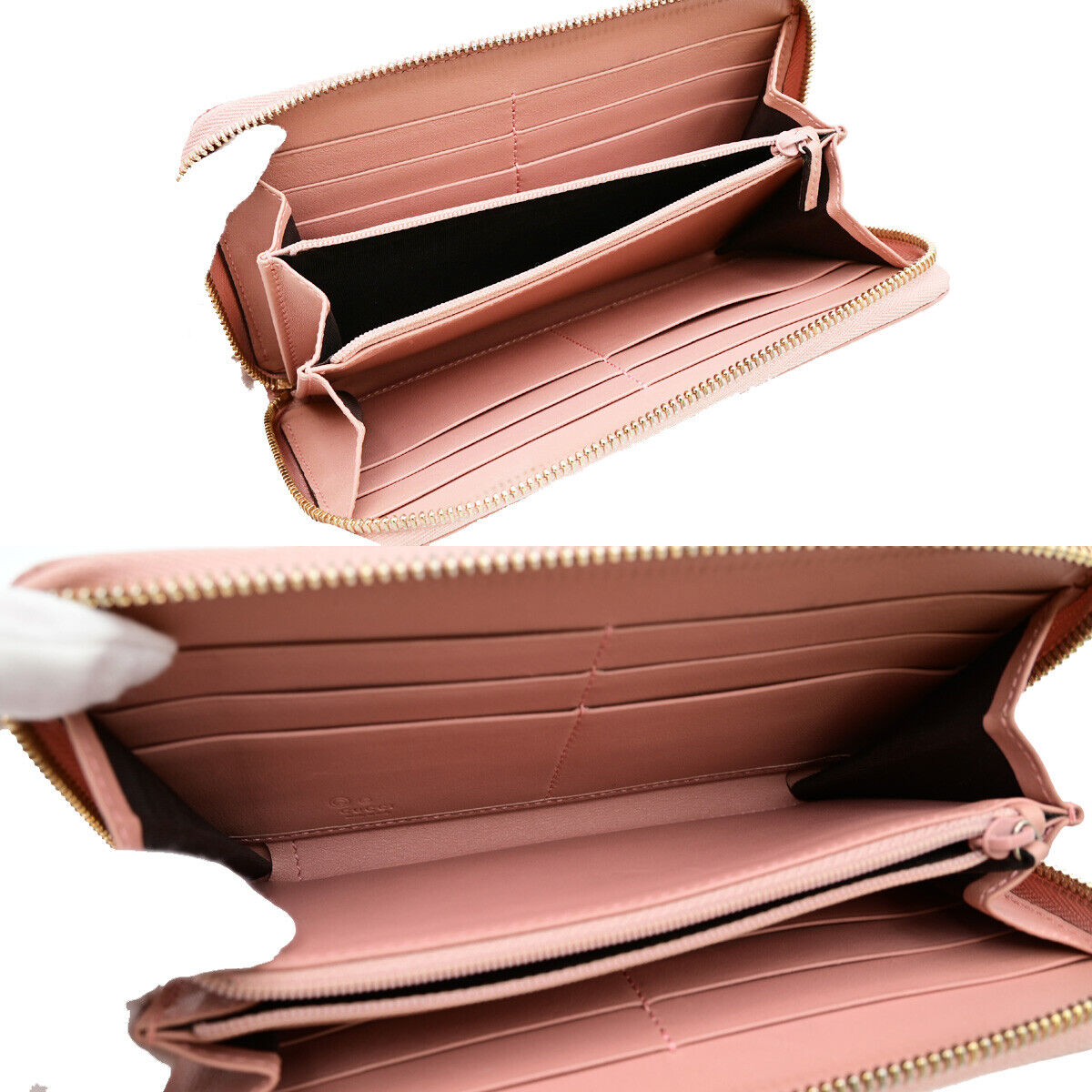 GUCCI Logo Micro GG Guccissima Long Zipper Wallet Leather Pink GHW Italy 39YE519