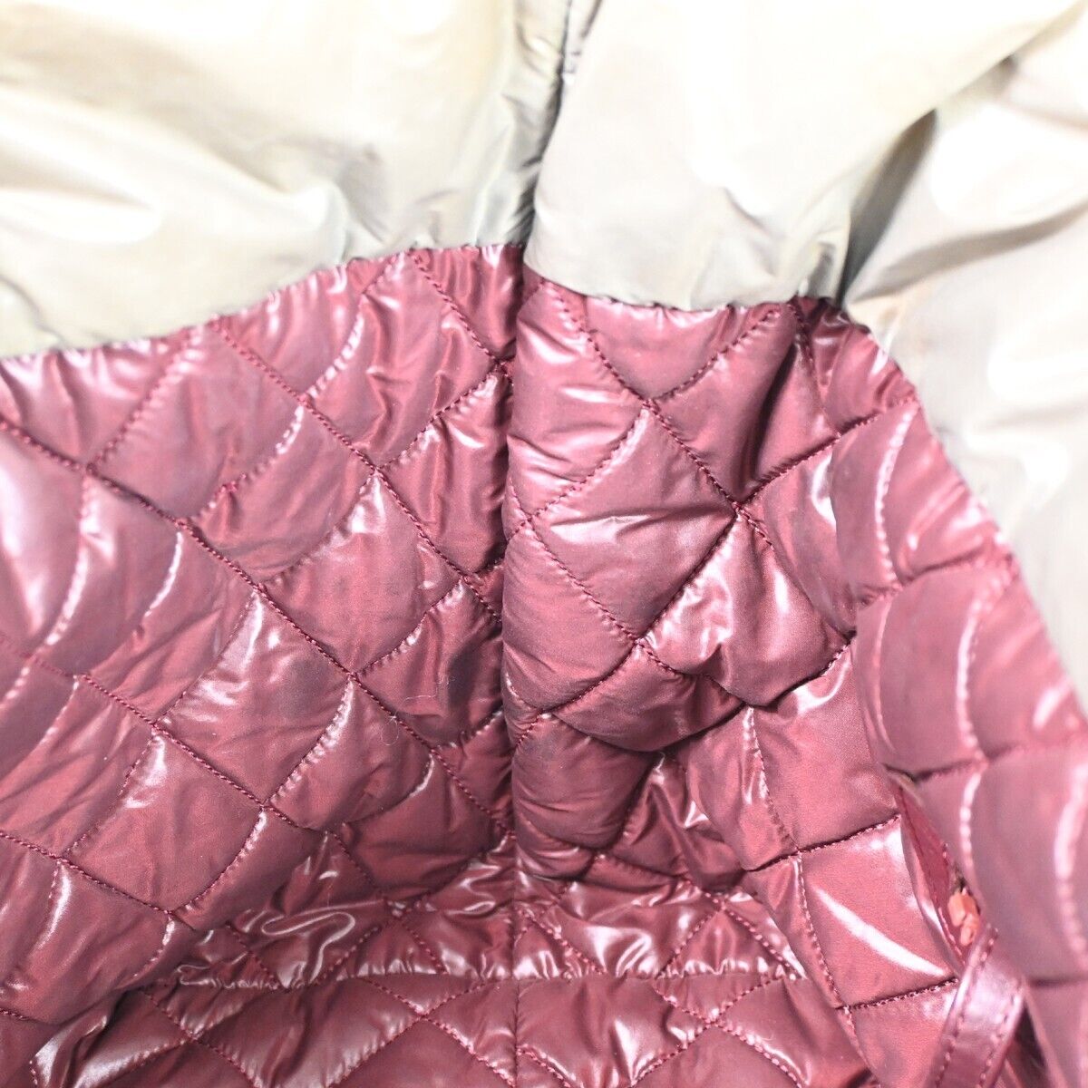 CHANEL CC Coco Cocoon Hand Tote Bag Nylon Leather Khaki Bordeaux Italy 79HB566