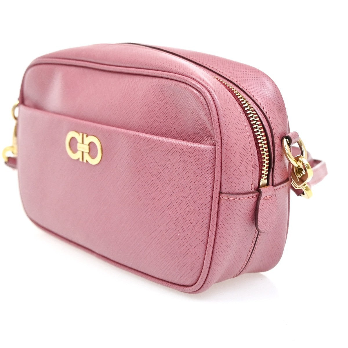 SALVATORE FERRAGAMO Logo Gancini Mini Shoulder Bag Leather Pink GHW 31EG216