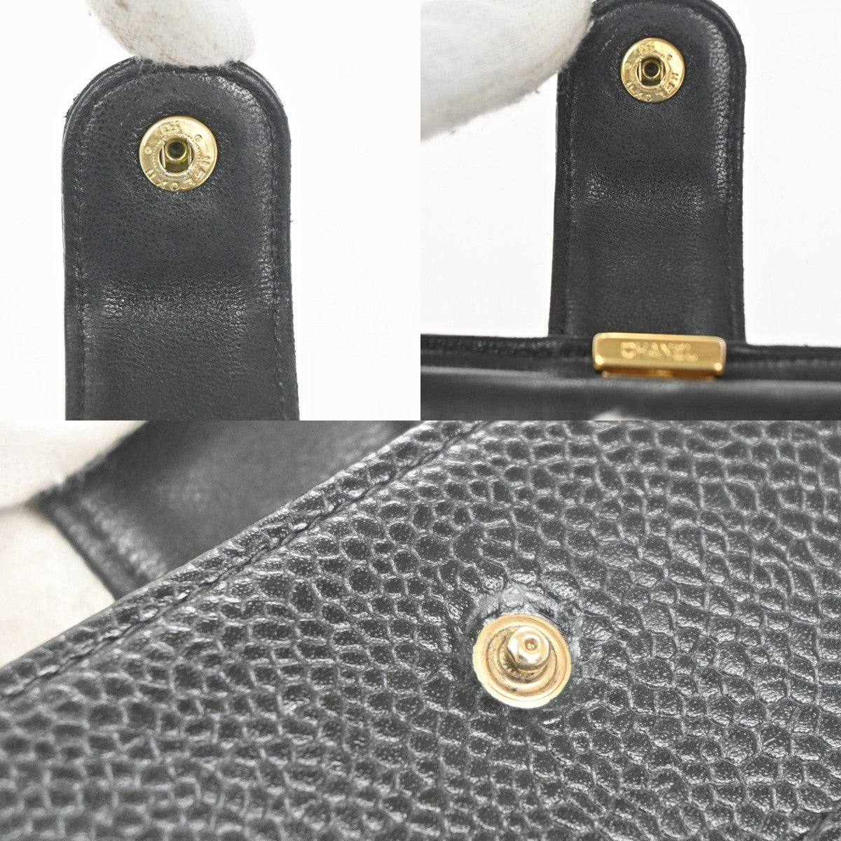 CHANEL CC Logo Bifold Long Wallet Grained Calfskin Leather Black France 16RL991