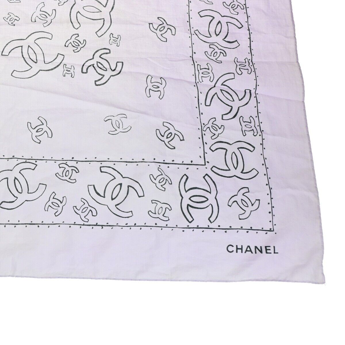 CHANEL CC Logo XL JUMBO Scarf Handkerchief 100% Cotton Purple Accessory 60EC969