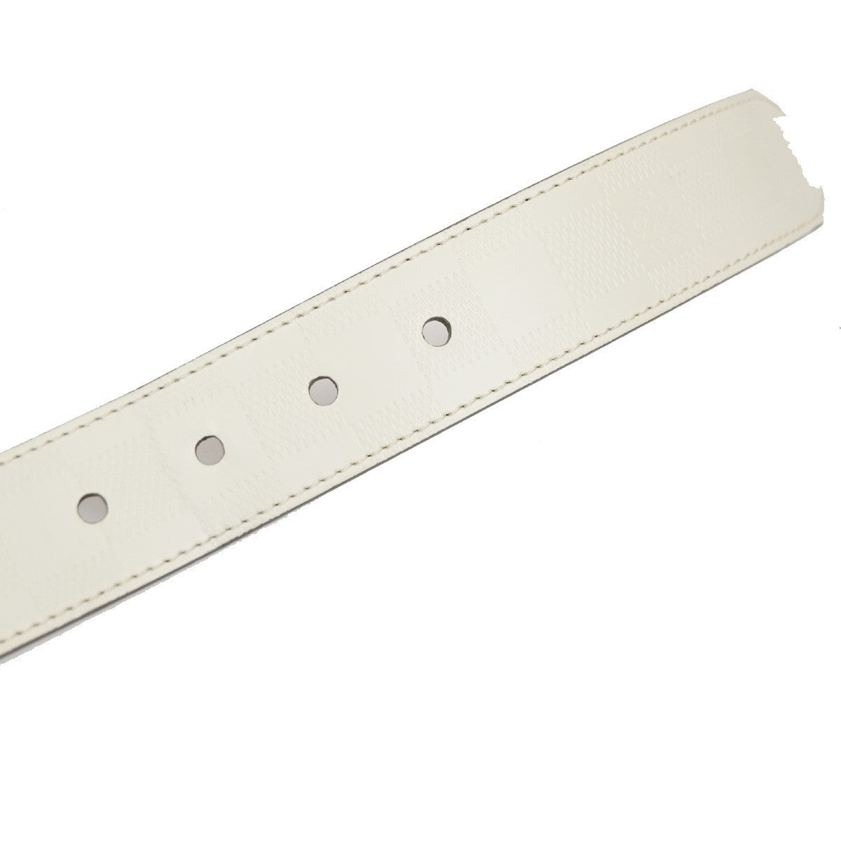 LOUIS VUITTON LV Logo Belt 90/36 Damier Infini leather White M6873 31CA603