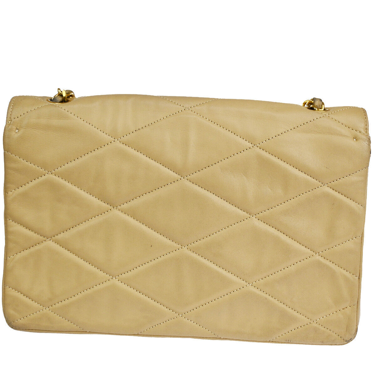 CHANEL CC Matelasse 23 Chain Shoulder Bag Leather Beige GHW Vintage 695RJ532