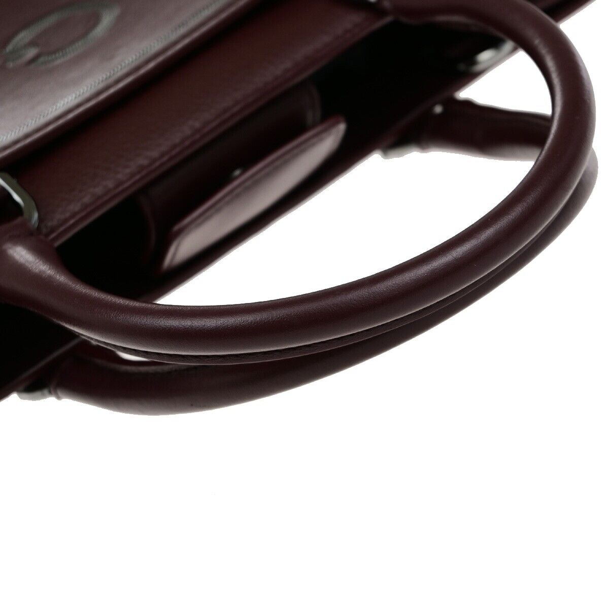 BVLGARI Logo Infinity Tote Hand Bag Leather Red Burgundy Silver Italy 98ED855