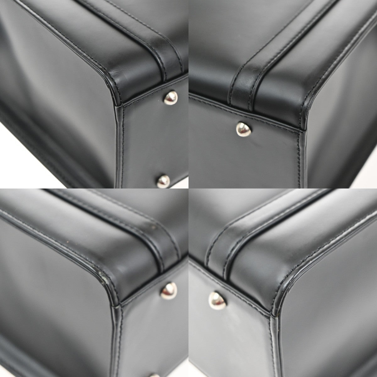 Burbrrys Logo Nova Check Shadow Horse Shoulder Hand Bag Leather Black 30KC505