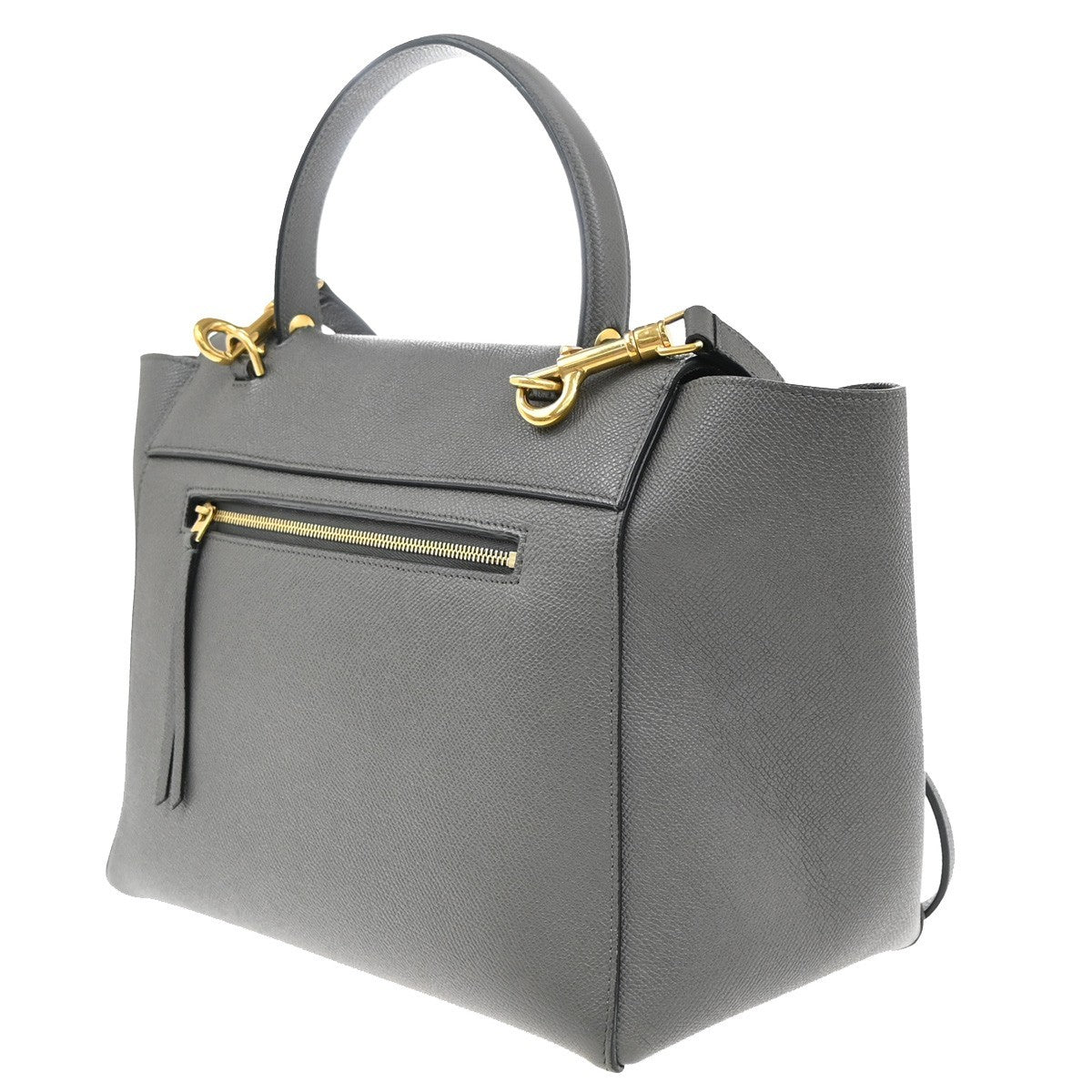 CELINE Logo Belt Bag Mini 2Way Shoulder Hand Bag Leather Gray GHW Italy 58RF719