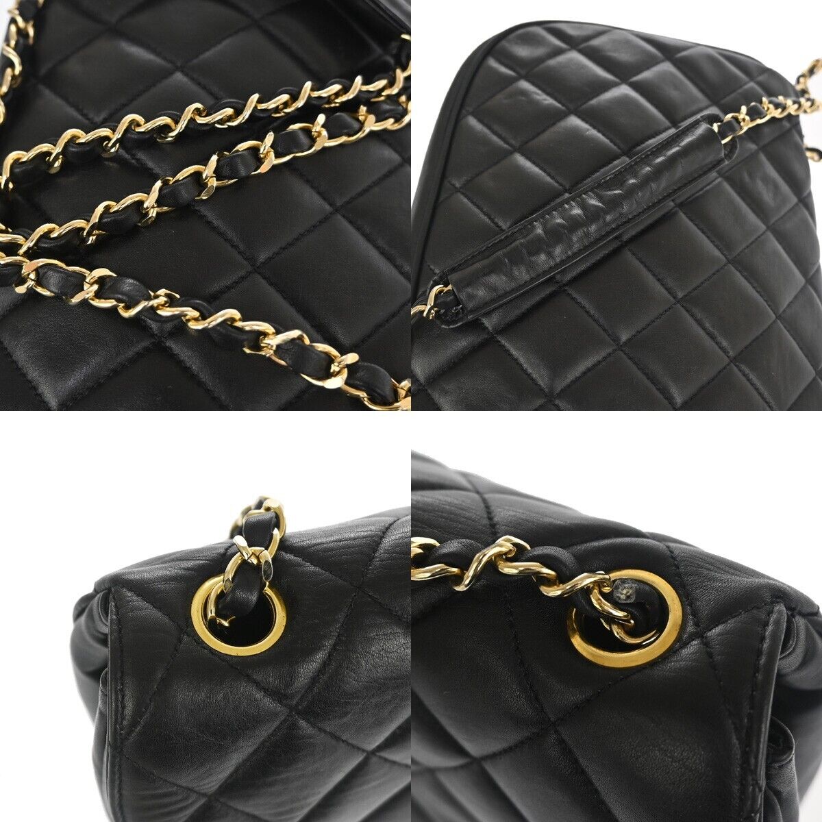 CHANEL CC Logo Matelasse Chain Shoulder Bag Leather Black GHW Italy 620LC413