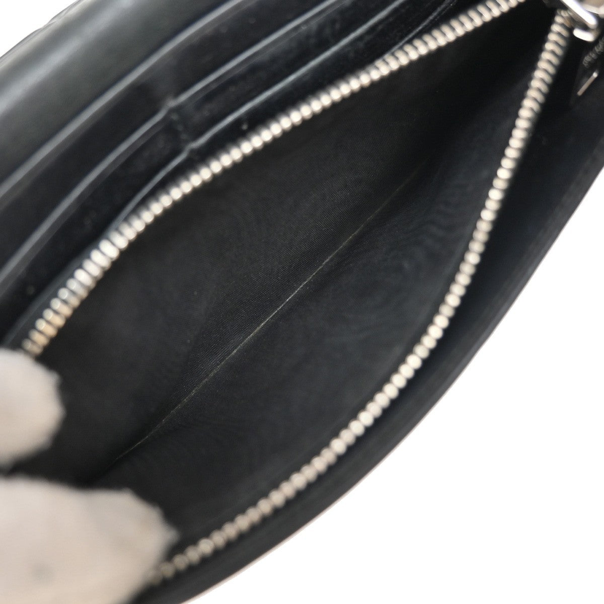 PRADA Studded Long Bifold Wallet Leather Black Silver Italy 02EG269