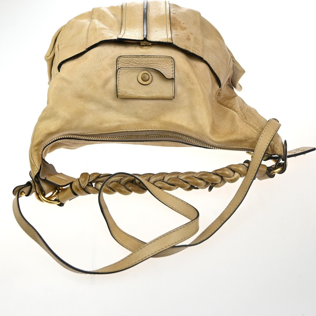 CHLOE Logo Heloise Hobo 2Way Crossbody Shoulder Bag Leather Beige GHW 66CA524