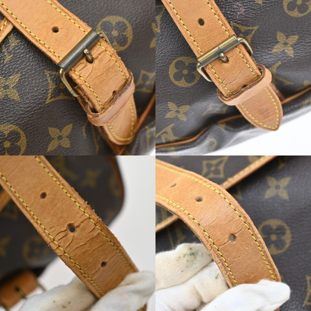 LOUIS VUITTON Logo Saumur 43 Shoulder Bag Monogram Leather Brown M42252 81MA628