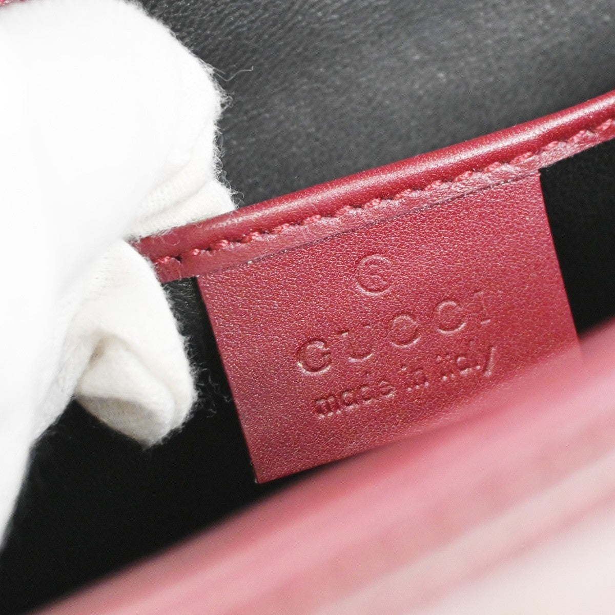 GUCCI Logo Top Handle Shoulder Hand Bag Leather Red GHW Italy 70KC634