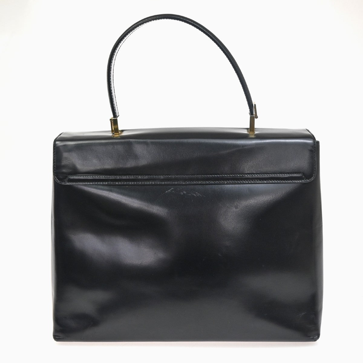 SALVATORE FERRAGAMO Logo Gancini Hand Bag Leather Black GHW Italy 62ZA115