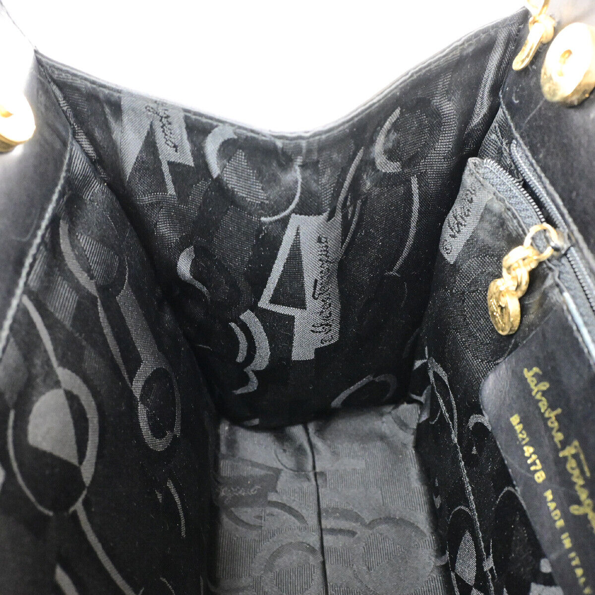 SALVATORE FERRAGAMO Vara 2Way Shoulder Hand Bag Leather Black GHW Italy 35YF579
