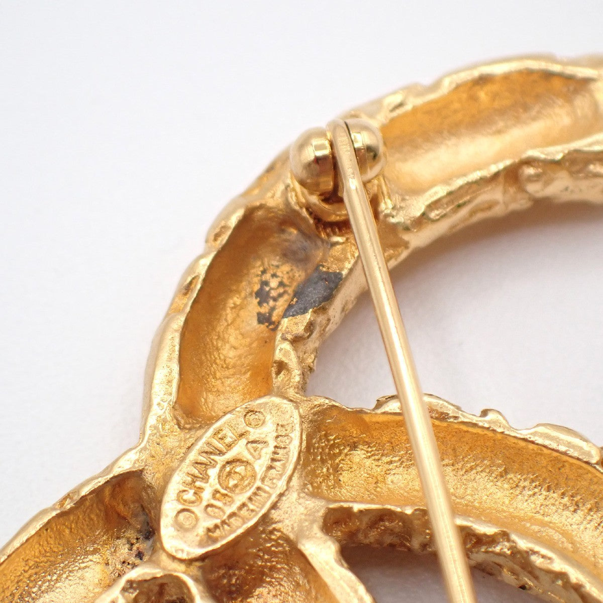 CHANEL CC Logo Pin Brooch 95A Gold GHW France Accessory Vintage 42RL744