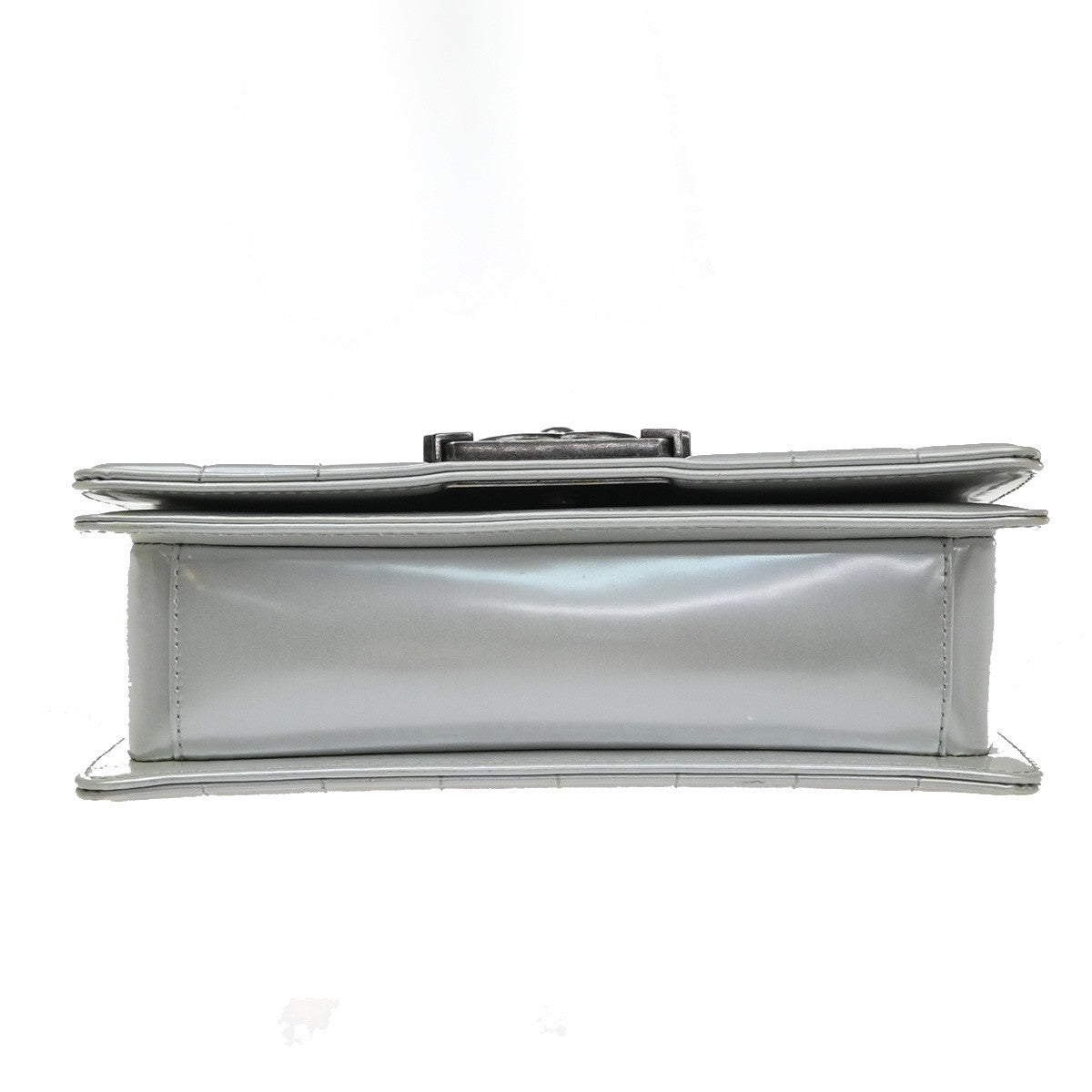 CHANEL Boy CC Chain Shoulder Bag Leather Silver SHW Italy 627RP168