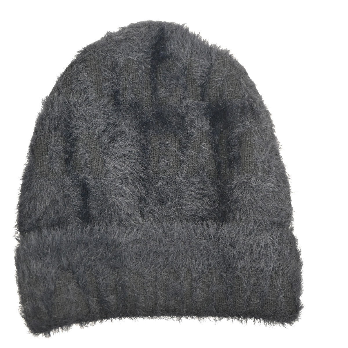 BALENCIAGA LOGO Knit Cap Onesize 55/61 Nylon Wool Fur Black 66RL700