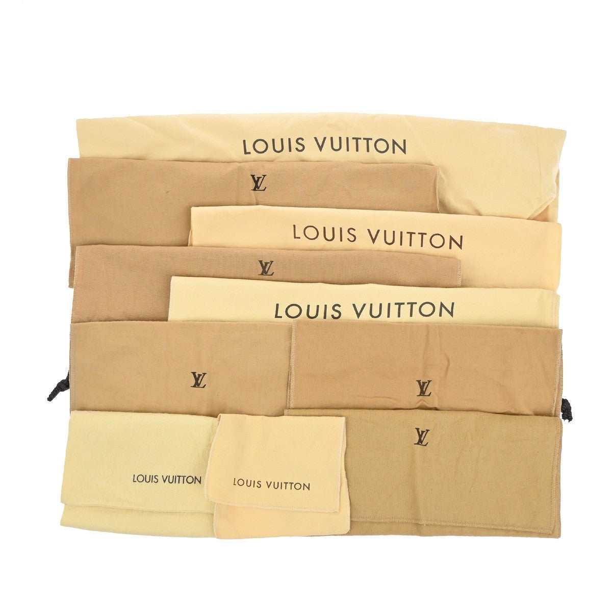 LOUIS VUITTON Logo 10 Set Dust Bag Drawstring Canvas Cotton Beige 09KP029